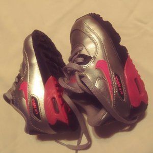 Nike Air Max 90 Silver/Pink/Black Size 6C Toddler